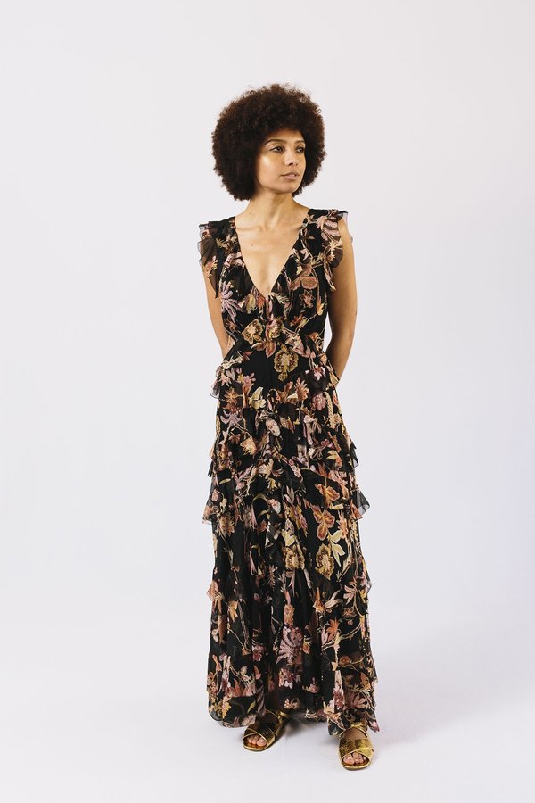 knee length dresses for ladies Zimmermann Laurel Frill Midi Dress – hireempireaustralia.com