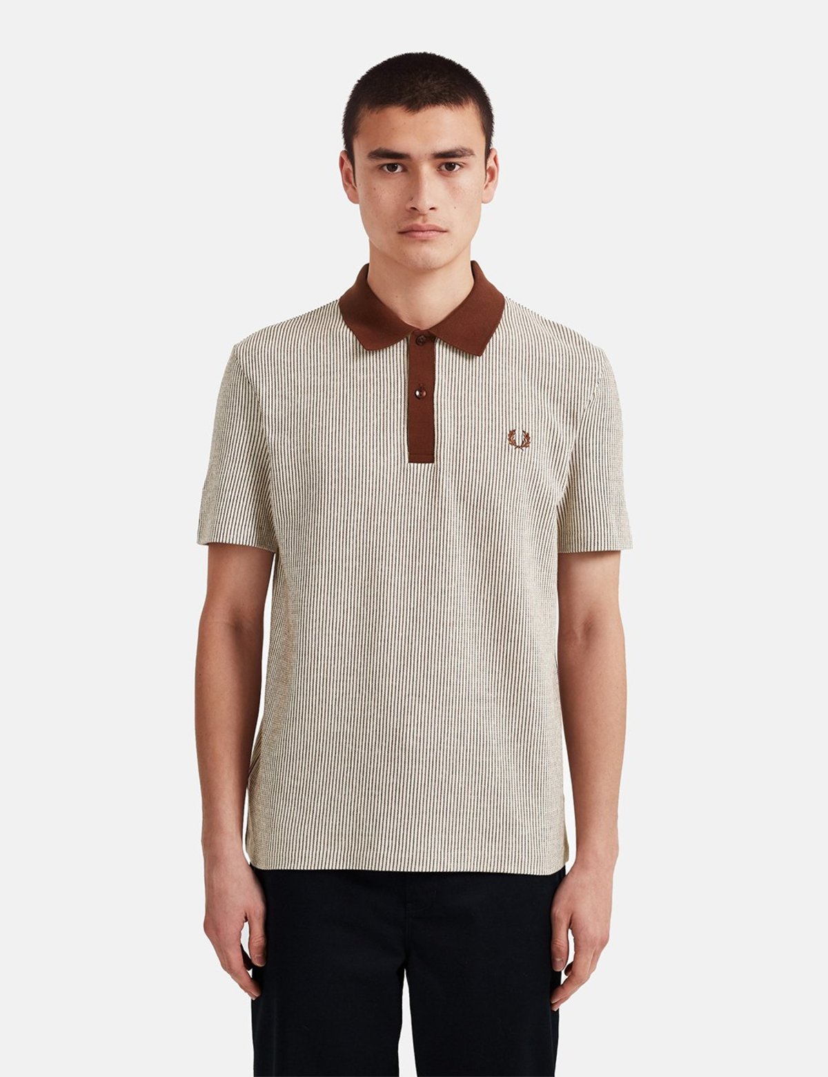 Fred Perry Reissues Vertical Striped Tennis Polo Shirt - Auburn