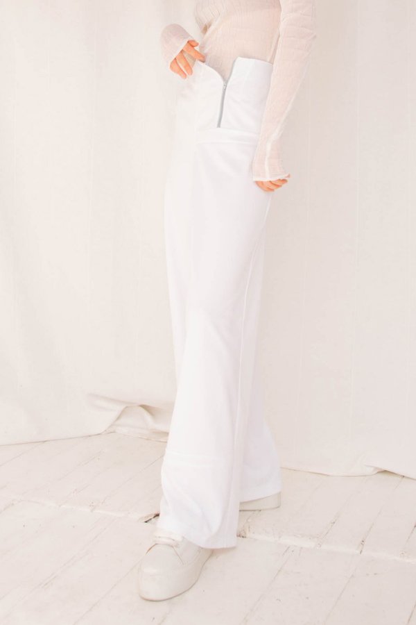 I Am That Shop Collect Call Textured Zipper Pant - White I Am That Shop Collect Call Textured Zipper Pant - White
