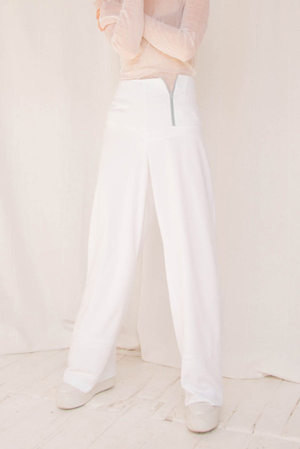 I Am That Shop Collect Call Textured Zipper Pant - White I Am That Shop Collect Call Textured Zipper Pant - White