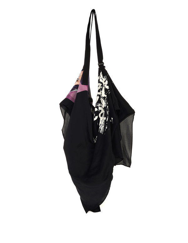 Y's by Yohji Yamamoto Silk Printed Bag - black Y's by Yohji Yamamoto Silk Printed Bag - black