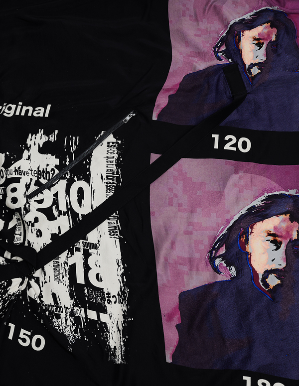 Y's by Yohji Yamamoto Silk Printed Bag - black Y's by Yohji Yamamoto Silk Printed Bag - black