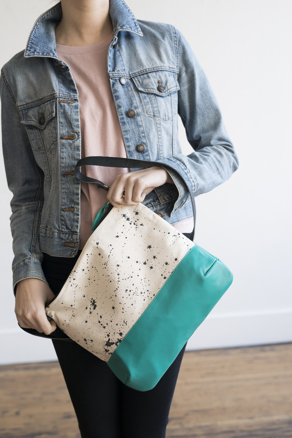 Anna Joyce Splatter Crossbody Bag Teal Garmentory