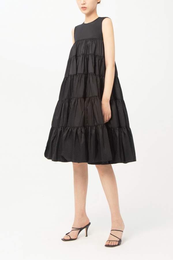Cecilie Bahnsen EMMI DRESS FAILLE - BLACK Cecilie Bahnsen EMMI DRESS FAILLE - BLACK