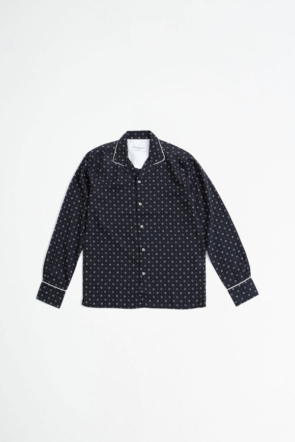 Dario shirt piping printed tencel b/w Dario shirt piping printed tencel b/w