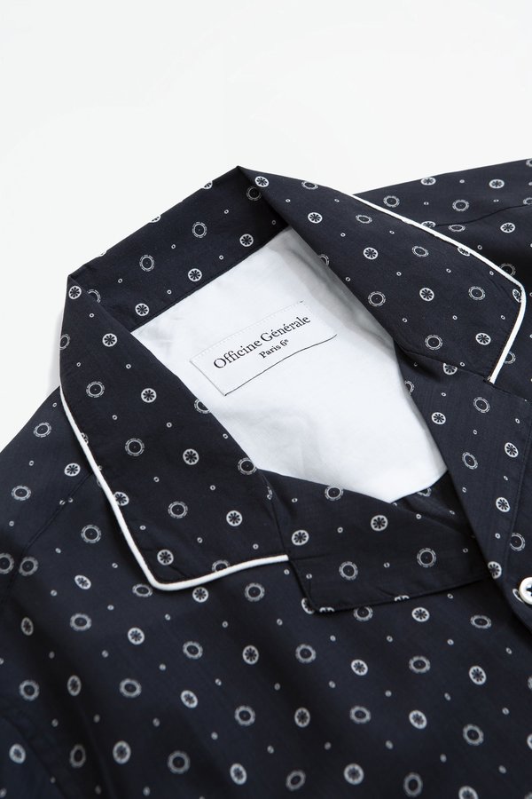 Dario shirt piping printed tencel b/w Dario shirt piping printed tencel b/w
