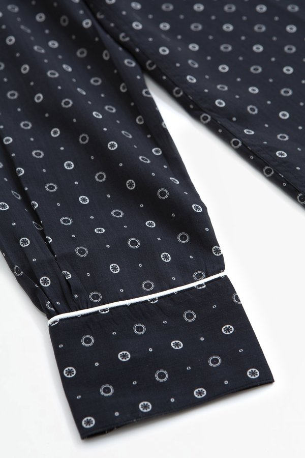 Dario shirt piping printed tencel b/w Dario shirt piping printed tencel b/w