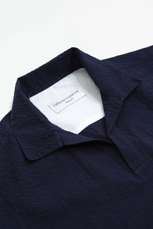 Officine Generale Yann popover shirt - navy Officine Generale Yann popover shirt - navy