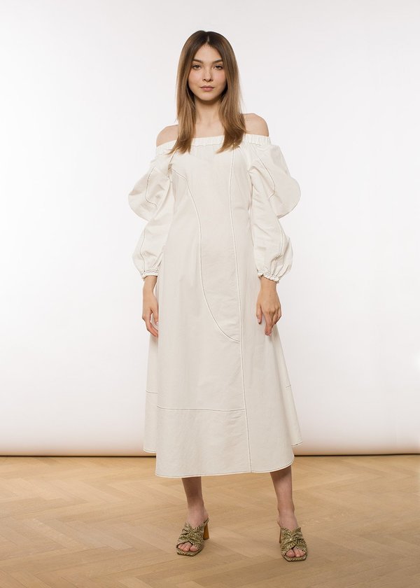 Rejina Pyo Aida Linen Blend Tonal Mix dress - ivory | Garmentory