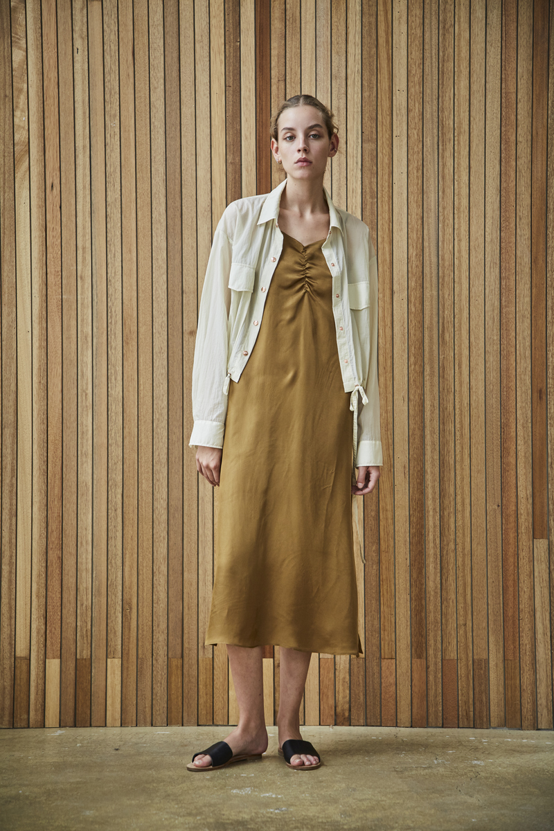 Maison De Ines FEM SLIP DRESS - khaki