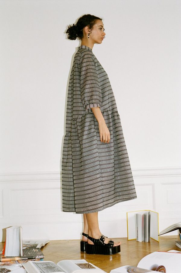 Wray Gathered Shirt Dress - Sheer Venetian Wray Gathered Shirt Dress - Sheer Venetian