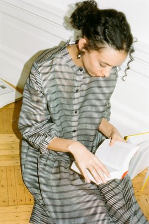 Wray Gathered Shirt Dress - Sheer Venetian Wray Gathered Shirt Dress - Sheer Venetian