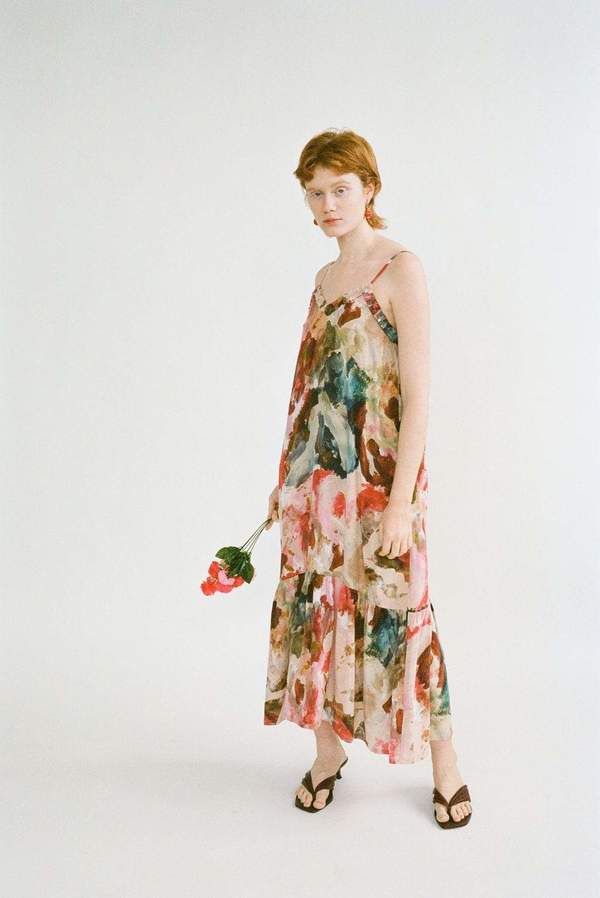 Wray Gathered Slip Dress - Painted Print Wray Gathered Slip Dress - Painted Print