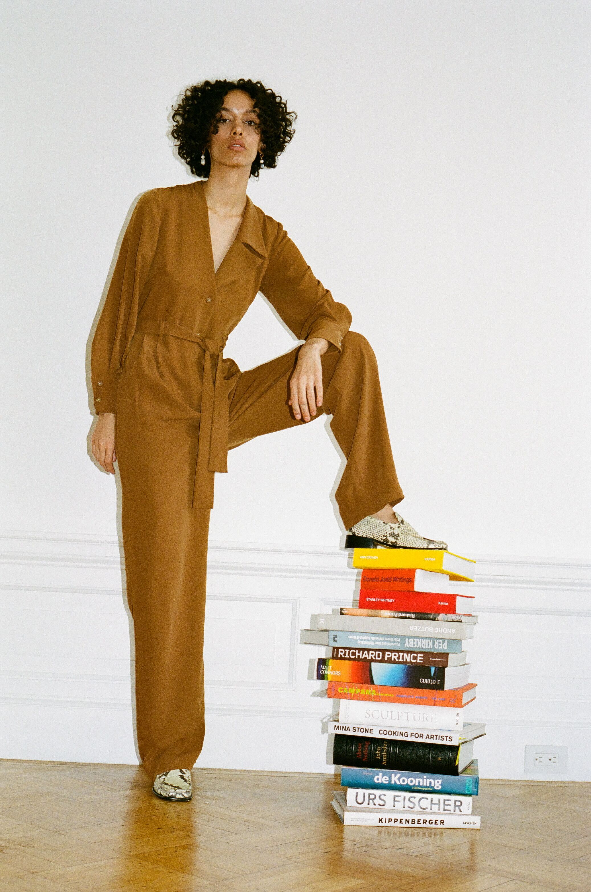 mocha button up jumpsuit