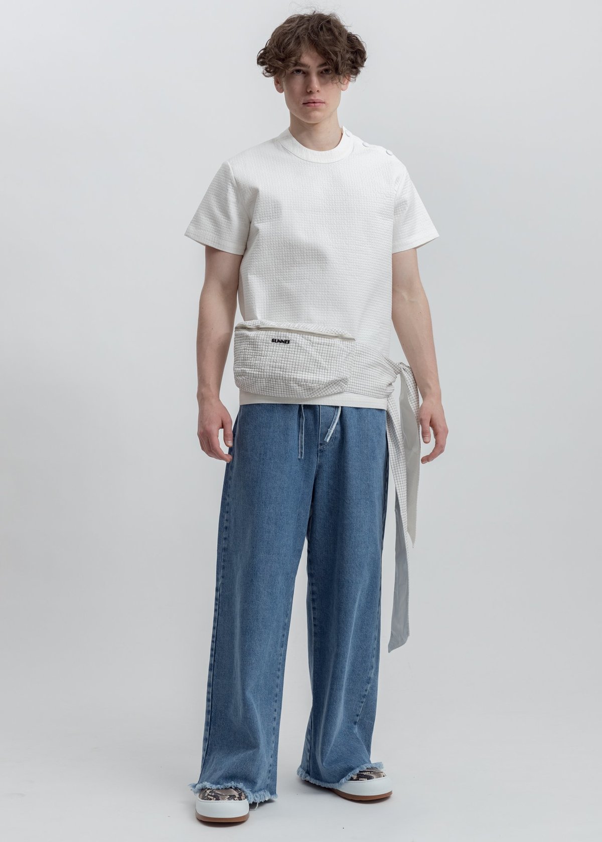 Sunnei Raw Edge Elastic Denim Pants - Washed Blue - Image 6 of 6