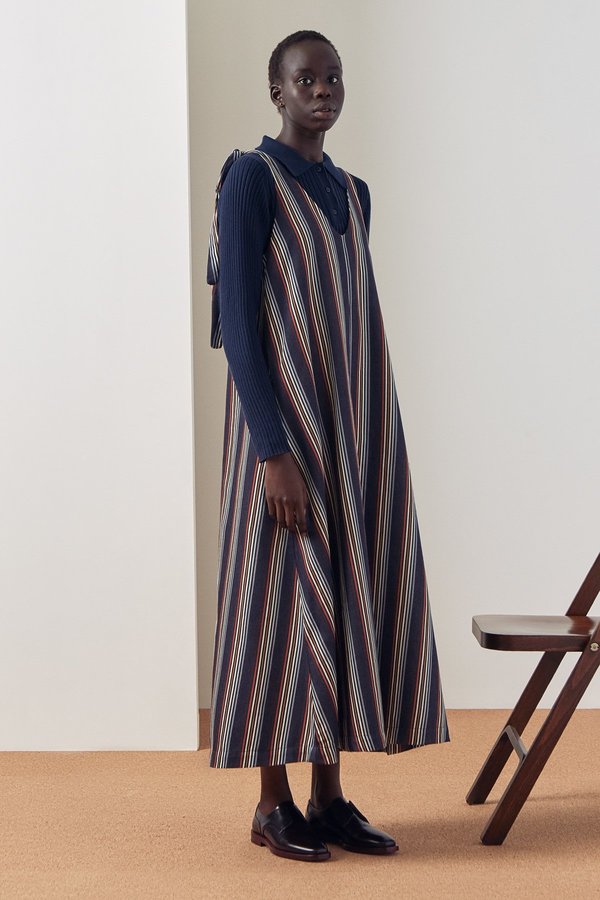 kowtow denim dress Shameekia in the Kowtow Technique Denim Dress and Veja Wata Sneakers