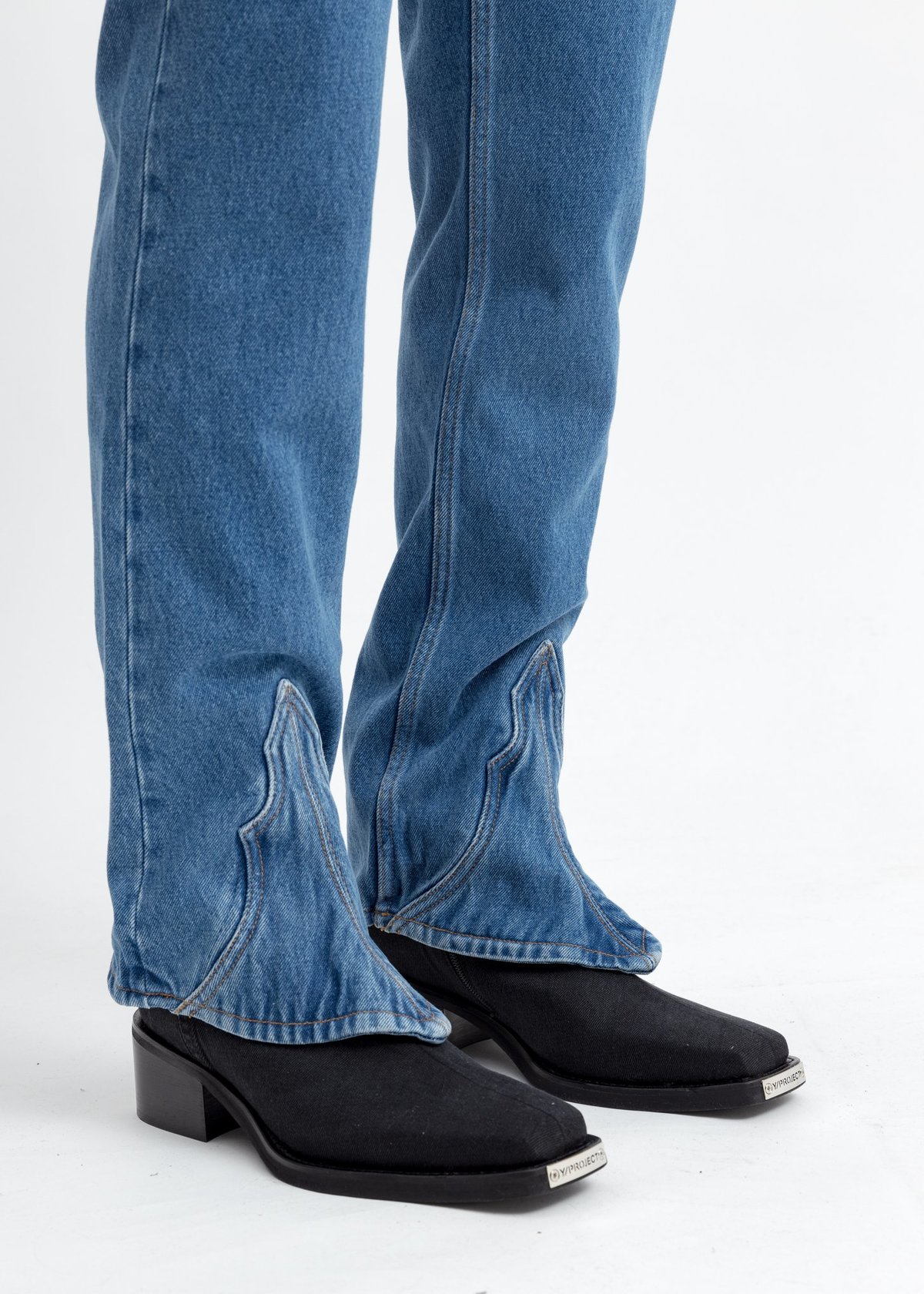 Y/project Cowboy Boot Denim Jeans - Blue | Garmentory