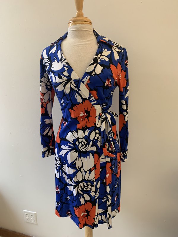 princess polly baby blue dress Diane Von Furstenberg DVF Blue Diamond Silk Jersey Wrap Dress Sz 4 main image 0