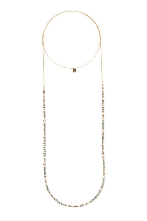 Tess+Tricia Faceted Labradorite + Gold Delicate Wrap Layering Necklace Tess+Tricia Faceted Labradorite + Gold Delicate Wrap Layering Necklace