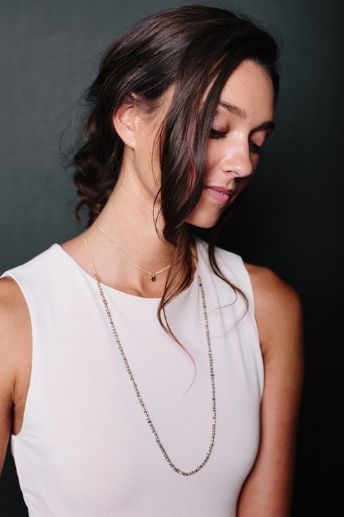 Tess+Tricia Faceted Labradorite + Gold Delicate Wrap Layering Necklace Tess+Tricia Faceted Labradorite + Gold Delicate Wrap Layering Necklace
