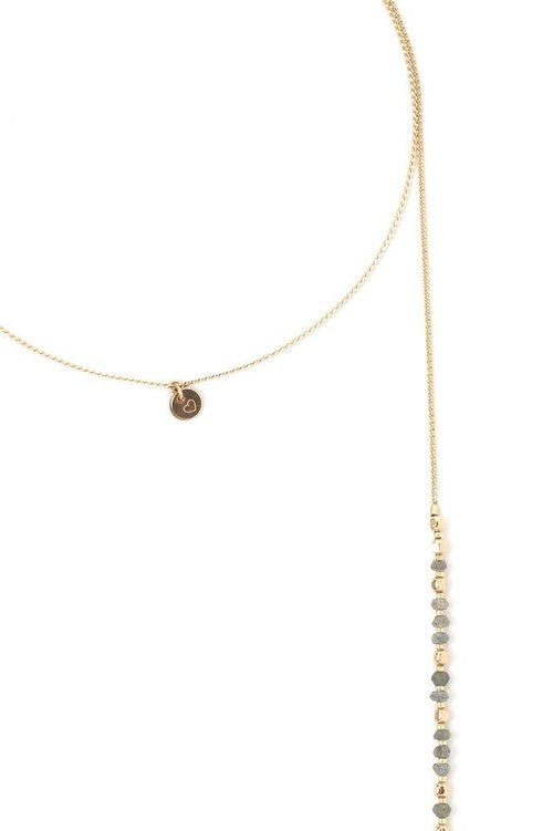 Tess+Tricia Faceted Labradorite + Gold Delicate Wrap Layering Necklace Tess+Tricia Faceted Labradorite + Gold Delicate Wrap Layering Necklace