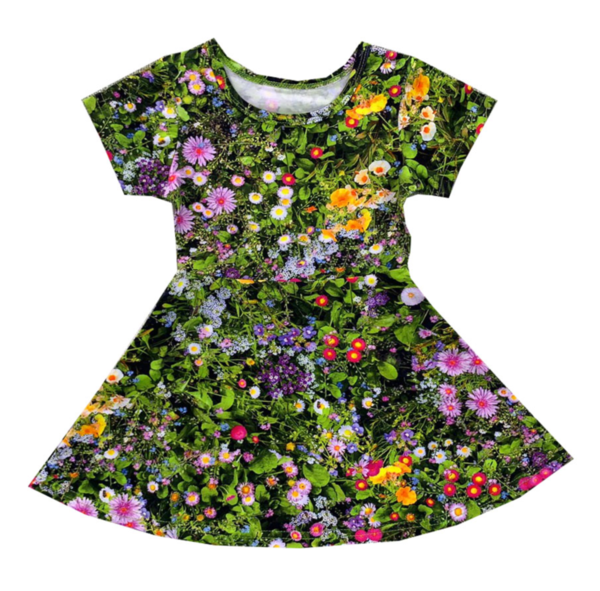 slim fit dress slacks Lulu Bebe Girls Green Holiday Floral Smocked Dress main image 1