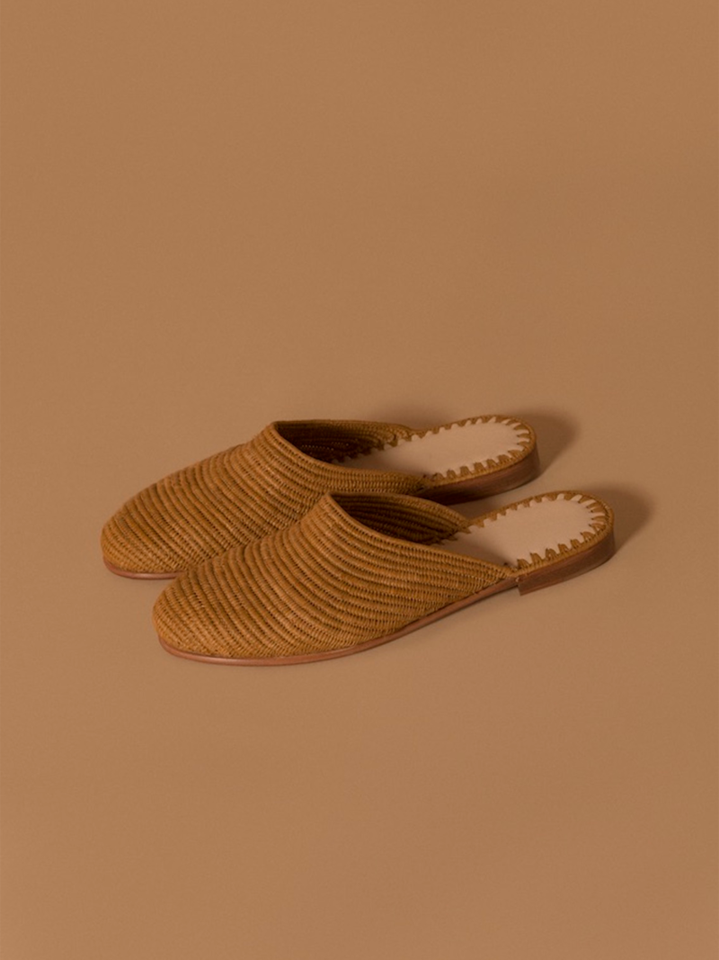 Folk Fortune Raffia Slides - 70's Rust
