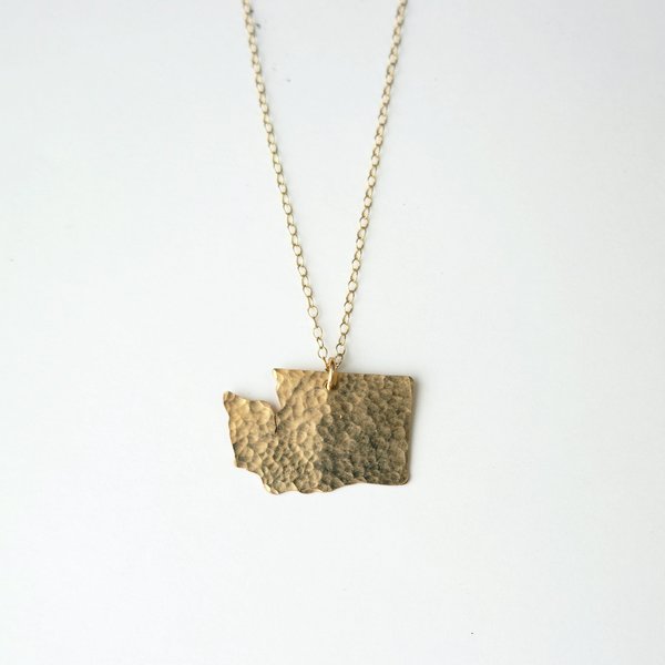 Oh So Antsy Large WA State Necklace - 14K Gold Oh So Antsy Large WA State Necklace - 14K Gold