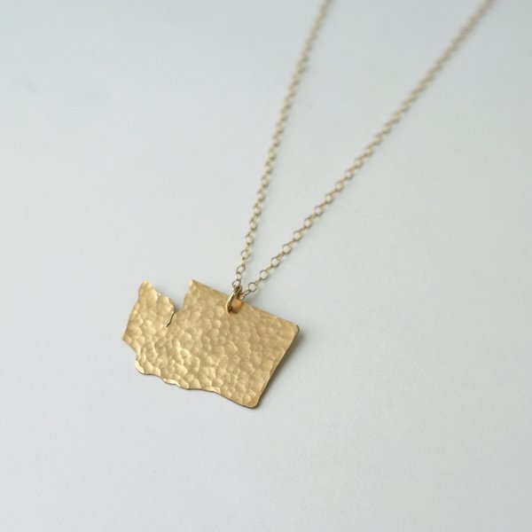 Oh So Antsy Large WA State Necklace - 14K Gold Oh So Antsy Large WA State Necklace - 14K Gold