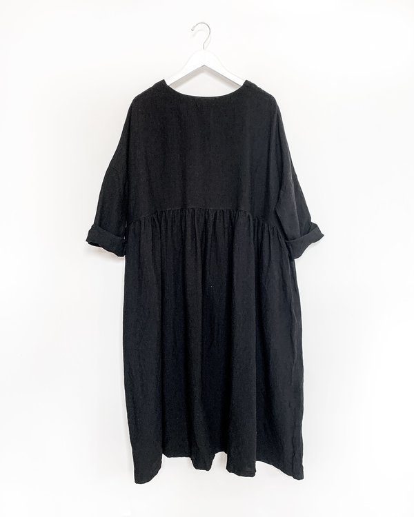 ICHI ANTIQUITES Japan Linen Dress - Black on Garmentory