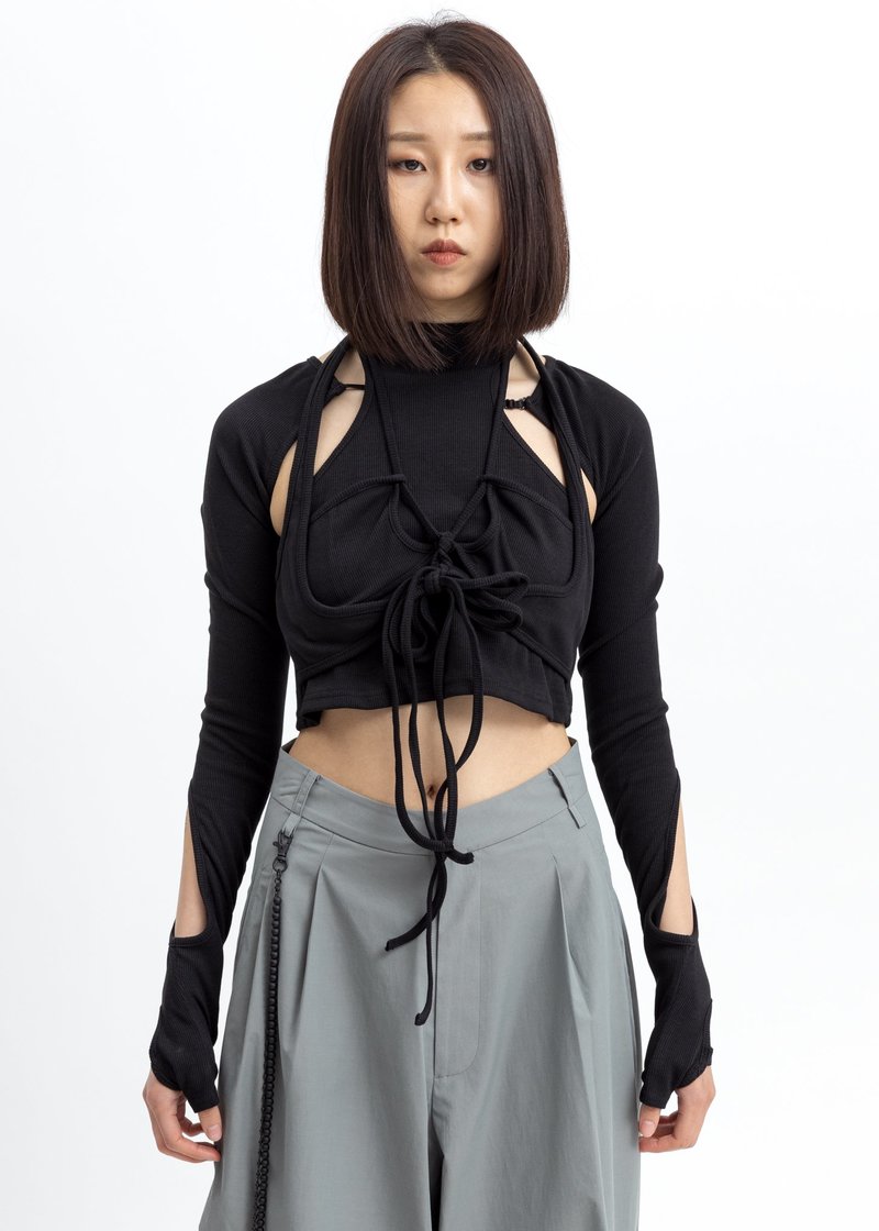 Hyein Seo Jersey Top W Sleeves - Black | Garmentory