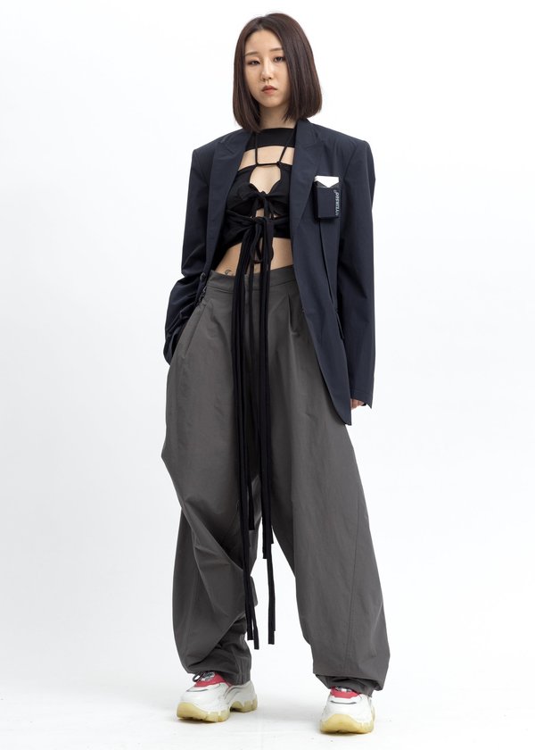 Hyein Seo Chained Wide Pants - Slate Grey | Garmentory