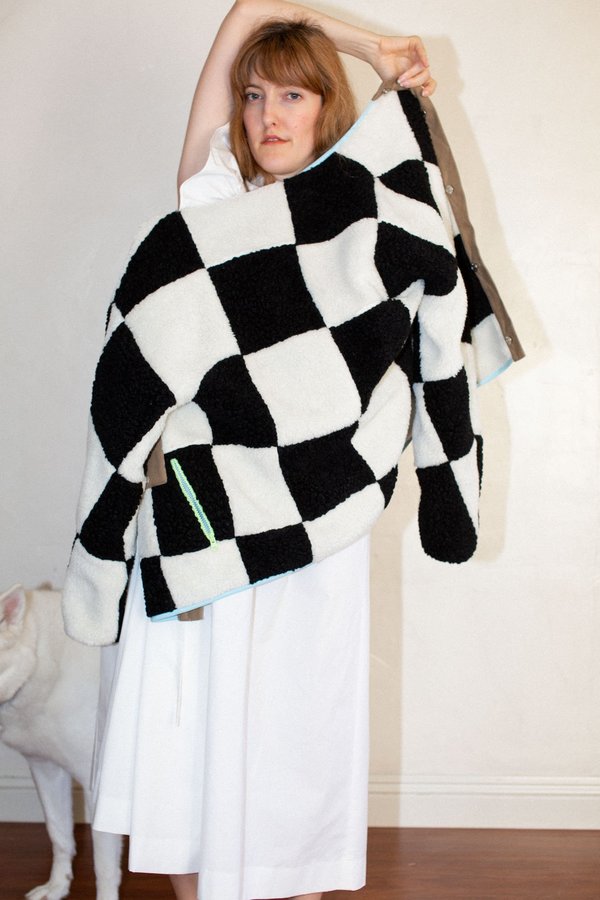 Sandy Liang Pawn Fleece - Checkerboard