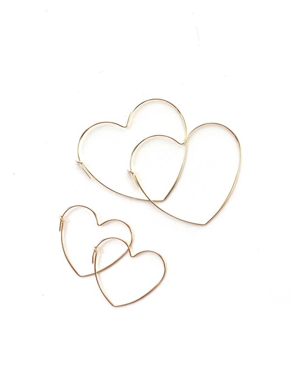 Jennifer Tuton Heart Hoops - Gold Fill Jennifer Tuton Heart Hoops - Gold Fill