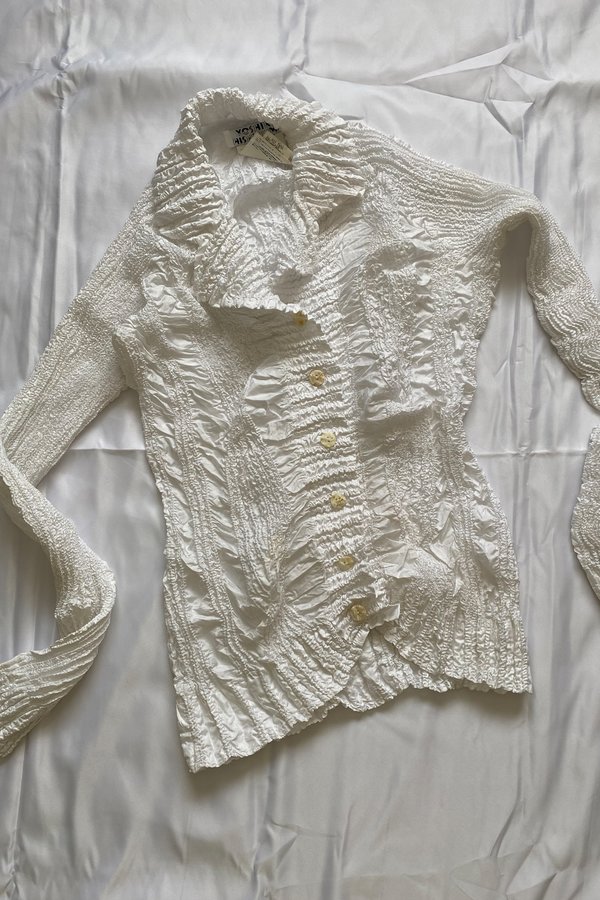 Yoshiki Hishinuma Homme brown polyester scaly long sleeve shirt - size 1 S