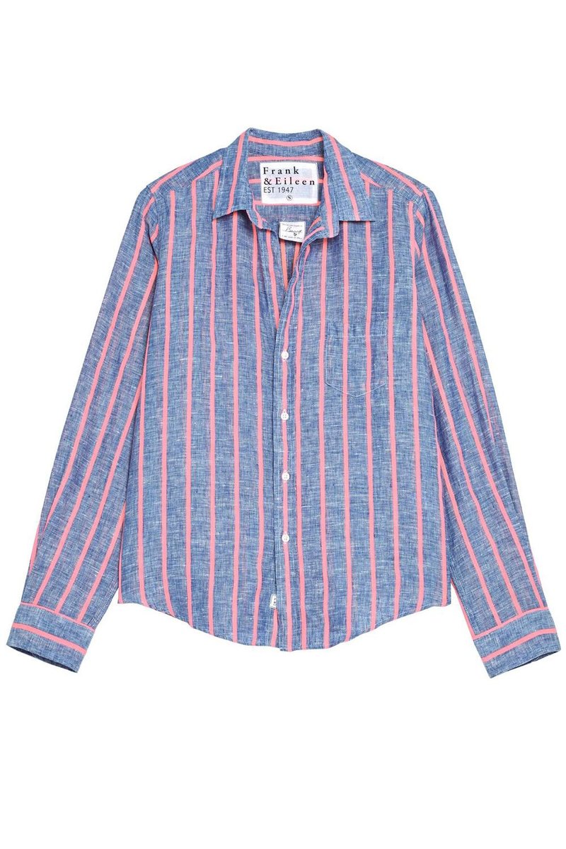 Frank & Eileen Barry Shirt - Neon Pink Stripe | Garmentory