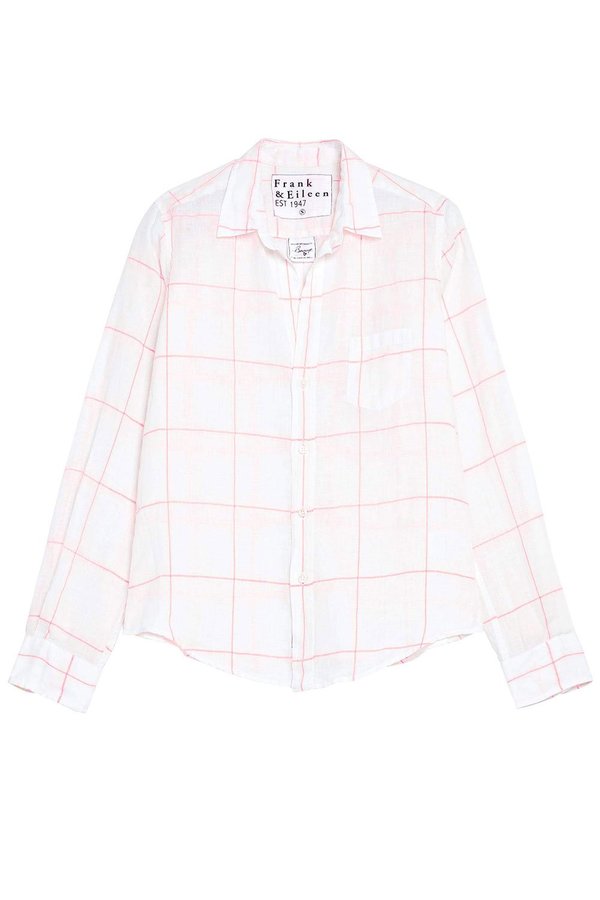 Frank & Eileen Barry Shirt - Neon Pink Windowpane | Garmentory