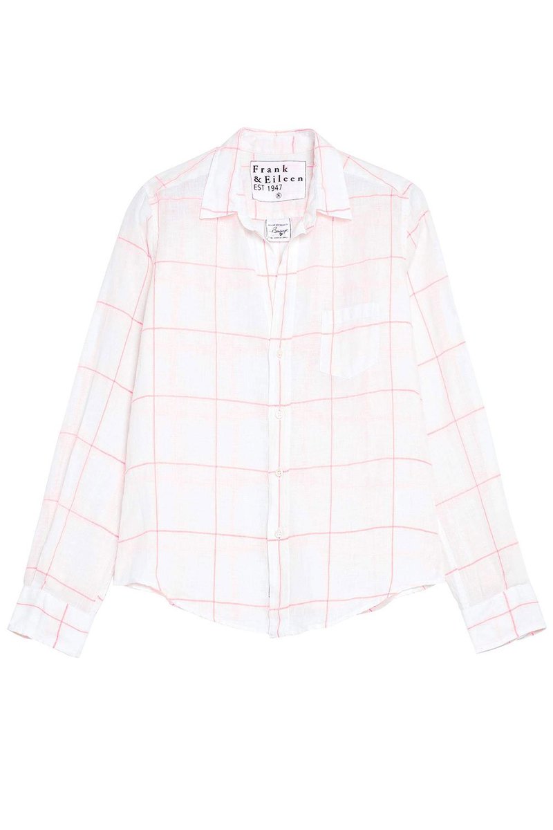 Frank & Eileen Barry Shirt - Neon Pink Windowpane | Garmentory