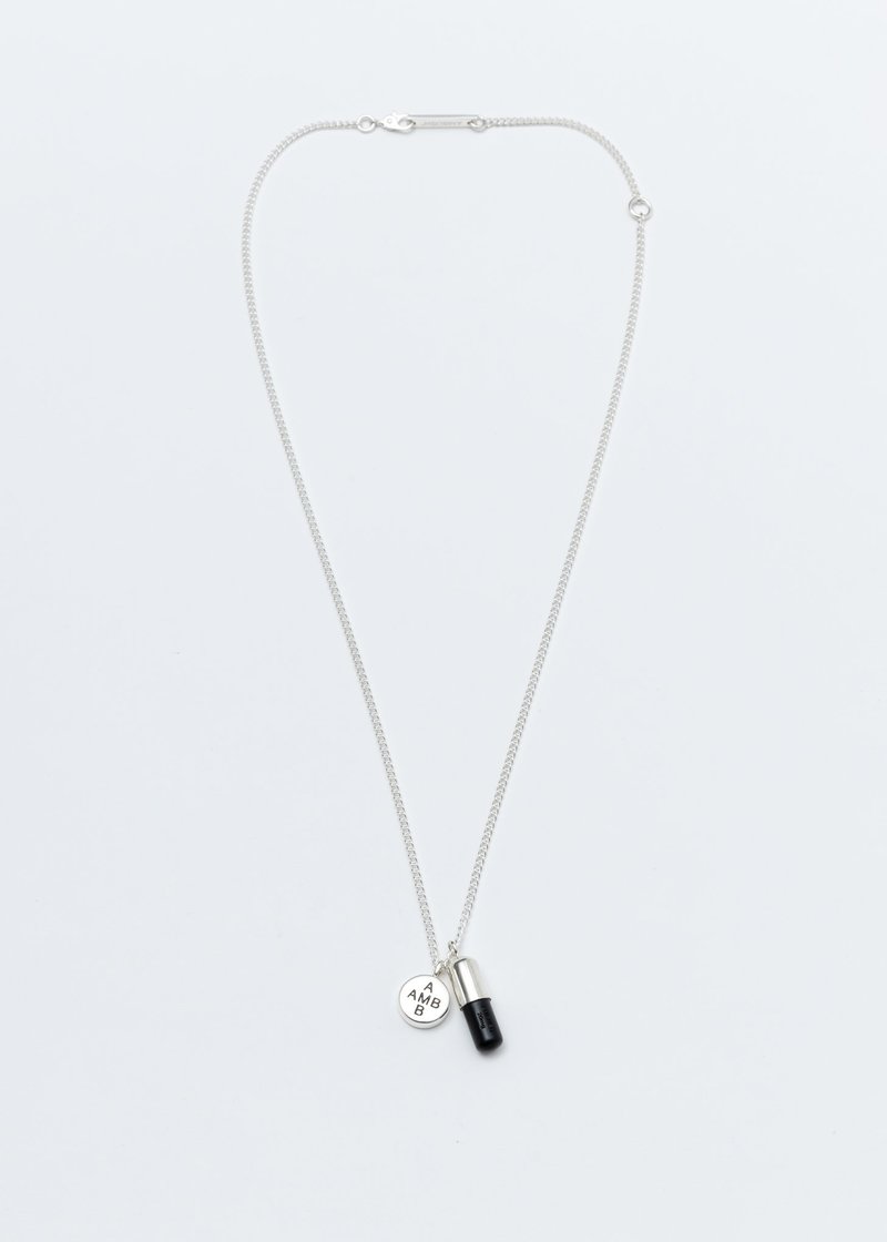 ★AMBUSH★ Phil Charm Necklace 2 Necklace Silver Black 12112 Ambush Black Pill Charm Necklace - Silver | Garmentory