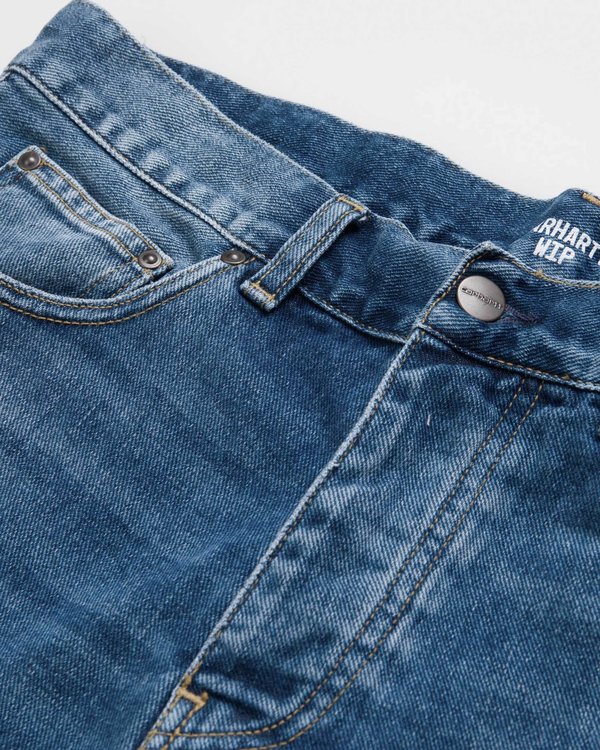 Carhartt Wip Pantalón Corto Newell - Blue Mid Worn Wash Carhartt Wip Pantalón Corto Newell - Blue Mid Worn Wash