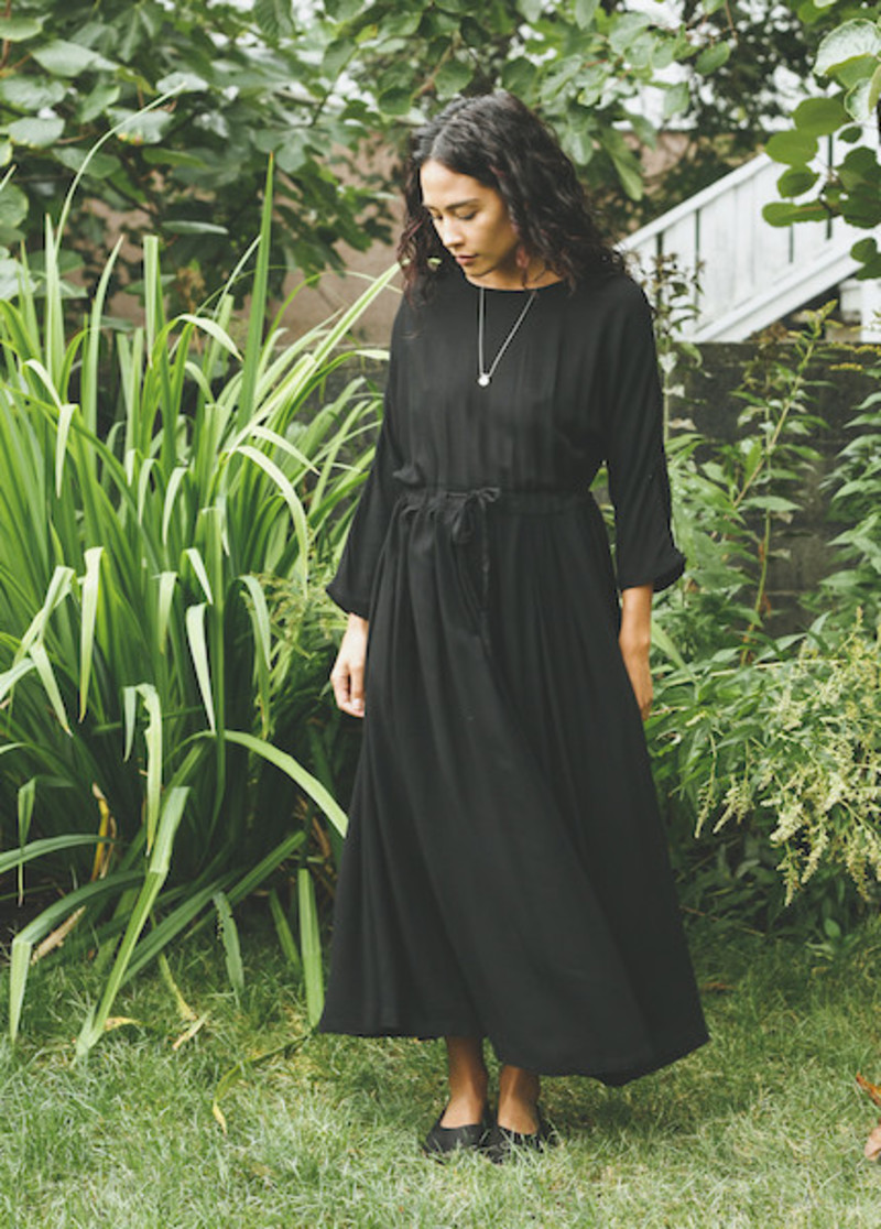 Black Crane - Pleated Dress in Black
