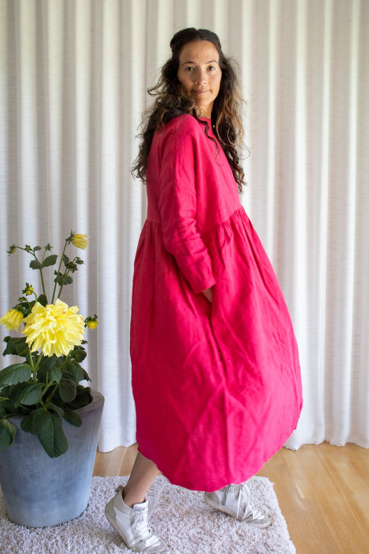 ICHI ANTIQUITES Japan Linen Dress - Pink | Garmentory