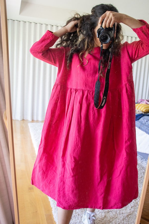 chinese dress ladies Ichi Antiquités Linen Gingham Check Dress in Brown Curated at Jake and Jones main image 0