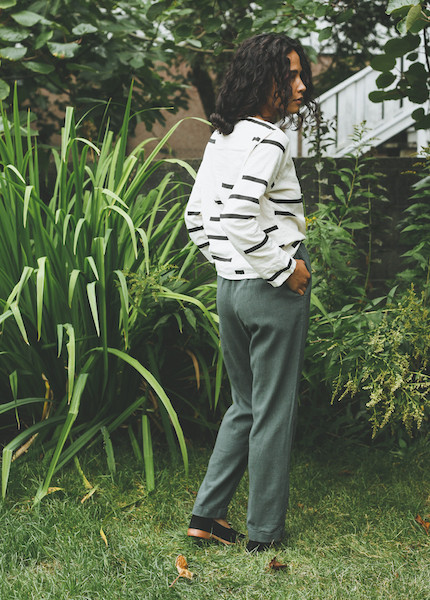 Uzi - Long Sleeve Tee in Cream Broken Stripe Uzi - Long Sleeve Tee in Cream Broken Stripe