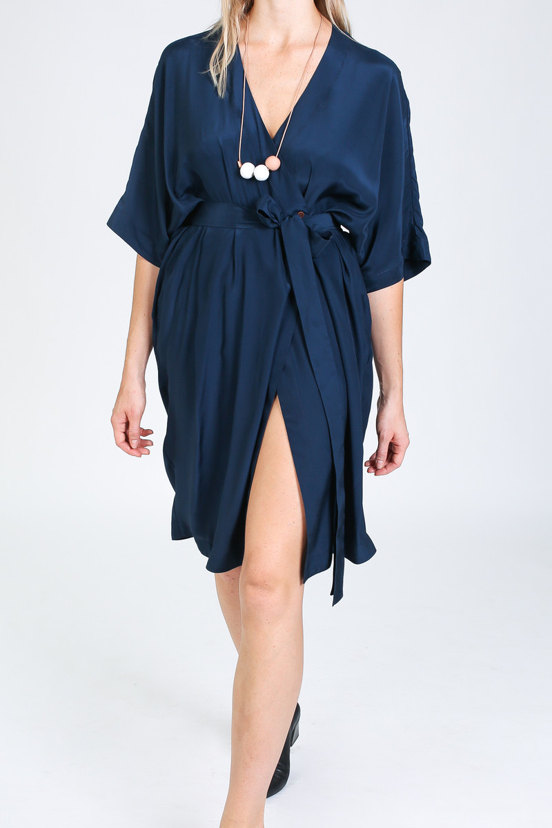 knee length kimono dress Pure Silk Midi Kimono Robe Knee Length Gown Silk Kimono Robe Blue PS  MKMO2036