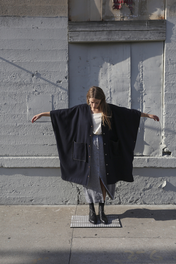 Objects Wihtout Meaning Poncho Coat, Navy Objects Wihtout Meaning Poncho Coat, Navy
