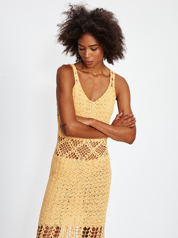 Harare CROCHET LONG DRESS / TANGERINE | Garmentory