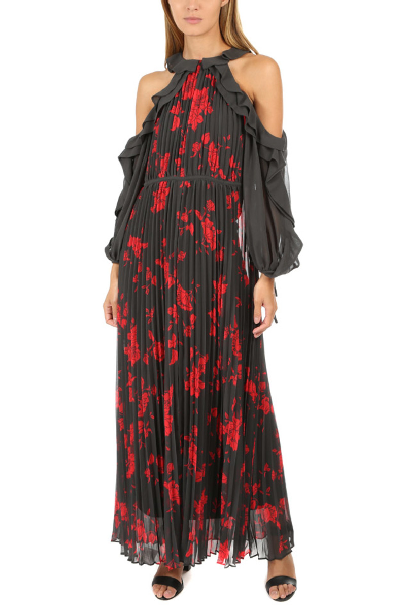 chinese dress ladies Ruffles Sleeve Back Cutout A-Line Maxi Chiffon Bridesmaid Dress main image 1