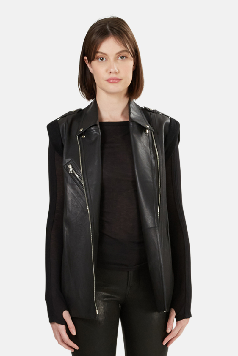 Alexander Wang Leather Motorcycle Vest - black | Garmentory