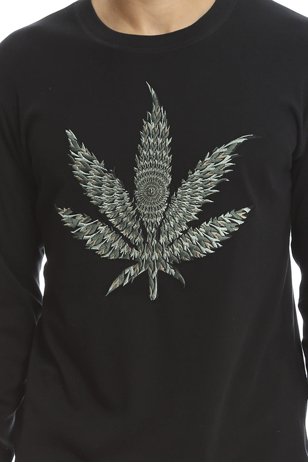 Lucien Pellat-Finet Embroidered Leaf Tee - black | Garmentory